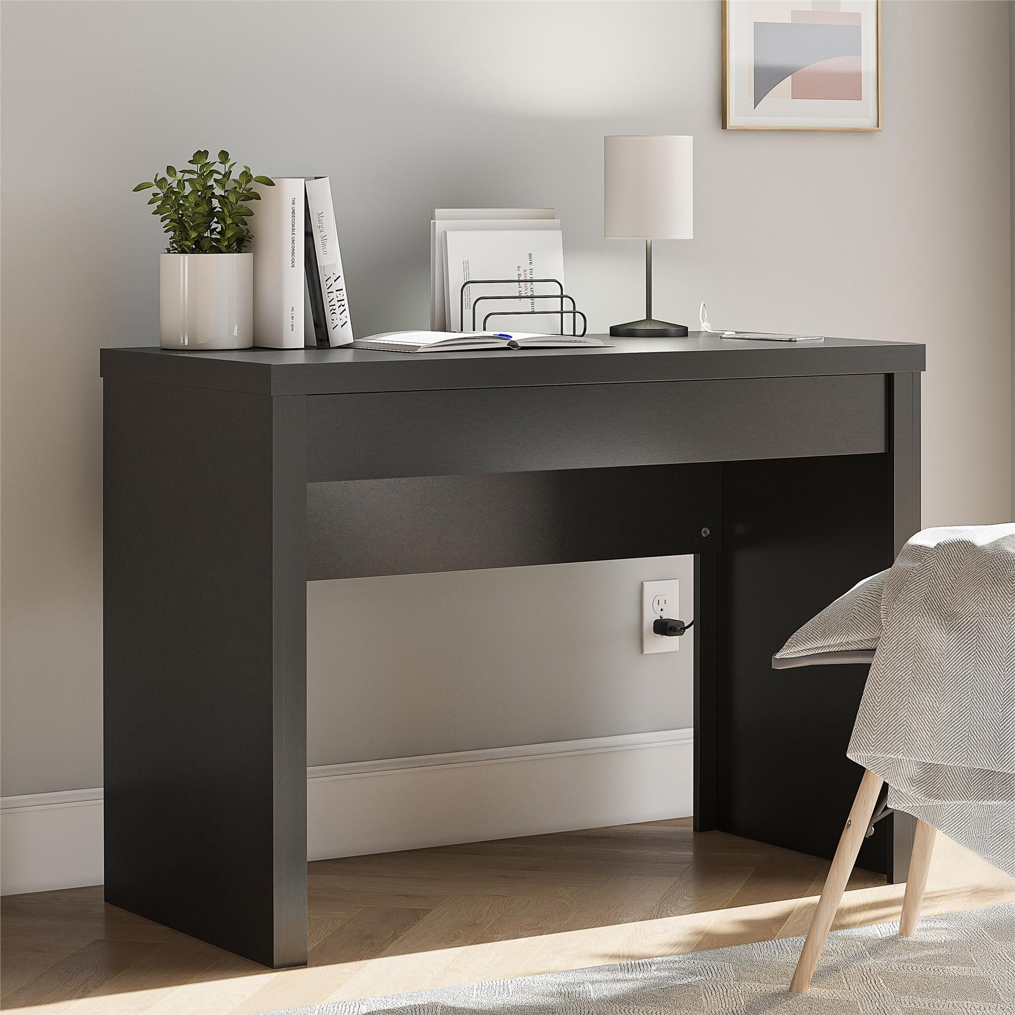 Mainstays Cooper Writing Desk with USB, Flat Black