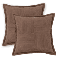 Mainstays Corduroy Velvet Throw Pillow Covers, 22" x 22", Brown, Covers Only, 2‑Pack