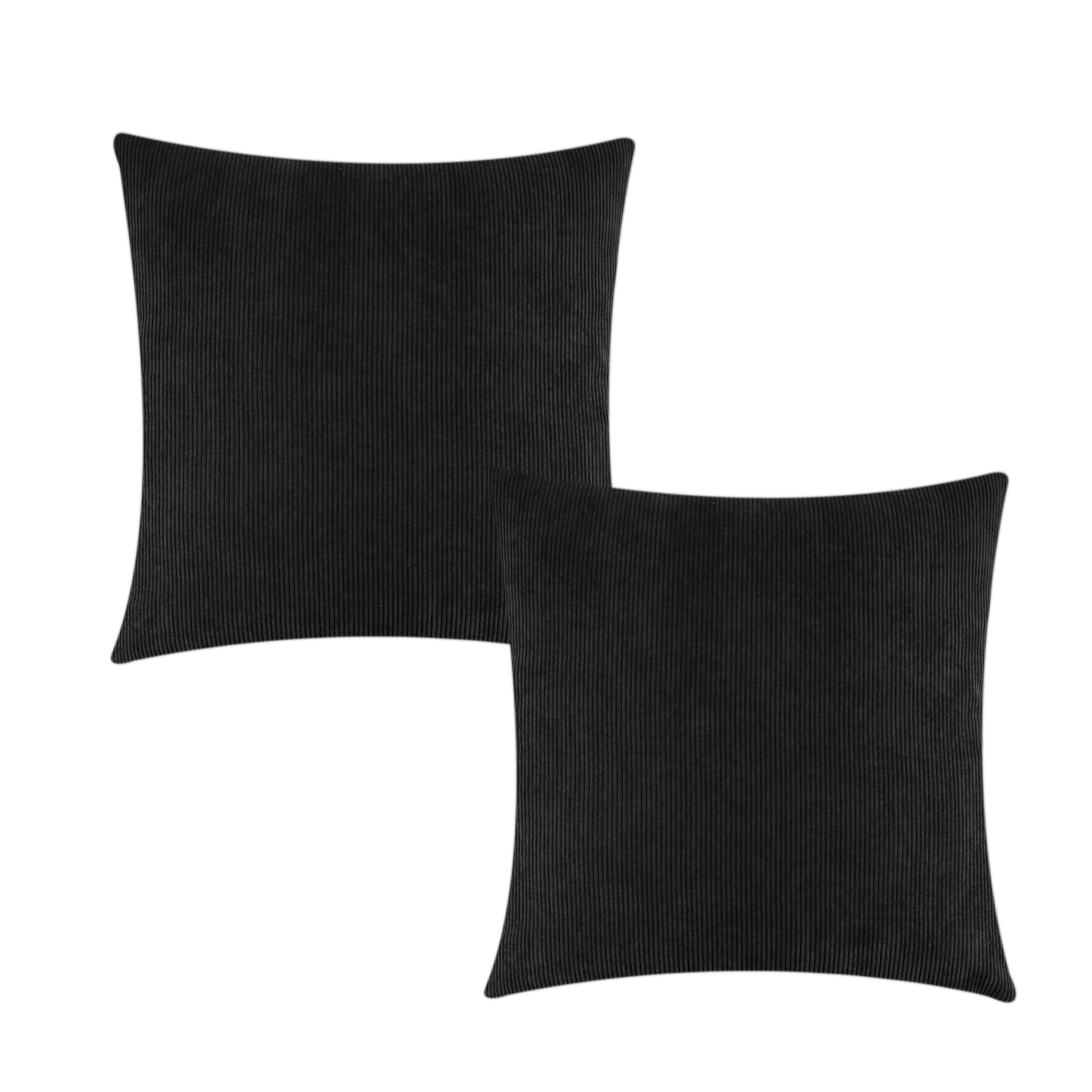 Mainstays Corduroy Pillow Cover 18''x18'', Black, 2 pack