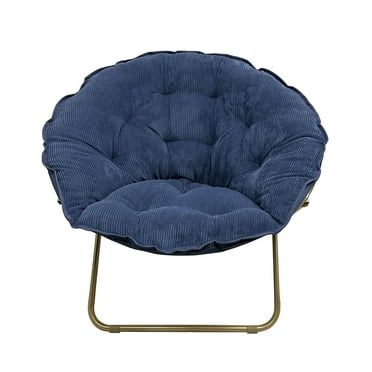 Mainstays Corduroy Saucer Chair for Kids and Teens with Gold Legs, Washed Indigo