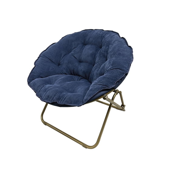 Mainstays Corduroy Saucer Chair for Kids and Teens with Gold Legs, Washed Indigo
