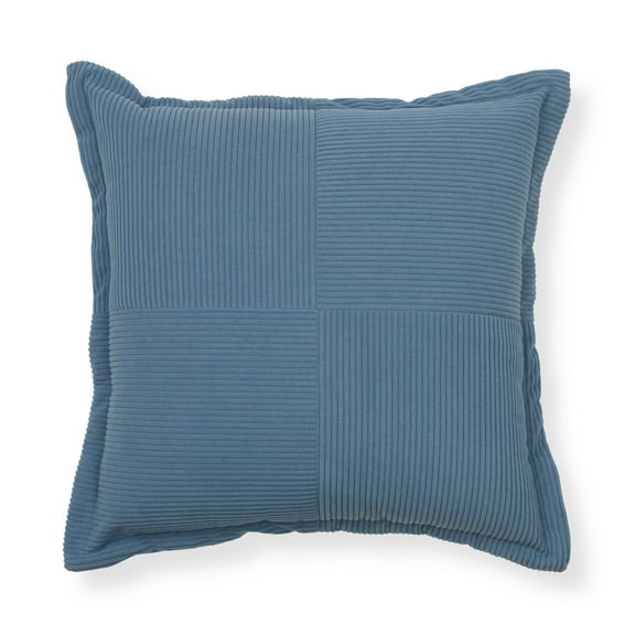 Mainstays 18x18 Corduroy Velvet Decorative Throw Pillow in Blue