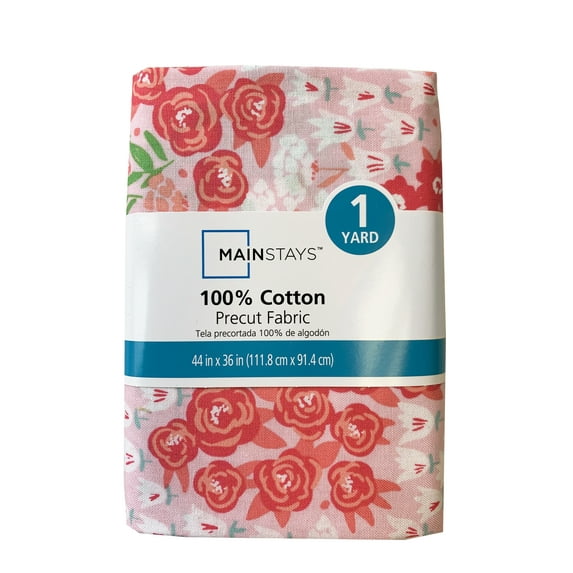 Mainstays Cotton 1 Yard Precut Fabric Pink Mix Flower