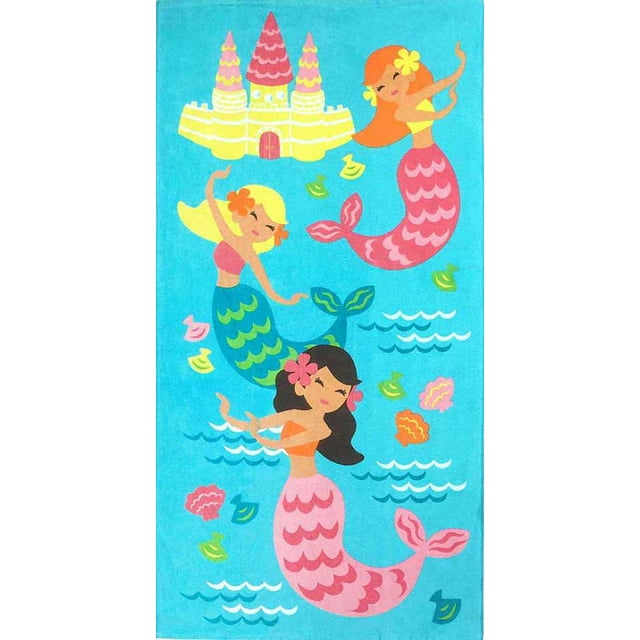 Mainstays Cotton 28" x 60" Tropical Mermaids Beach Towel, 1 Each