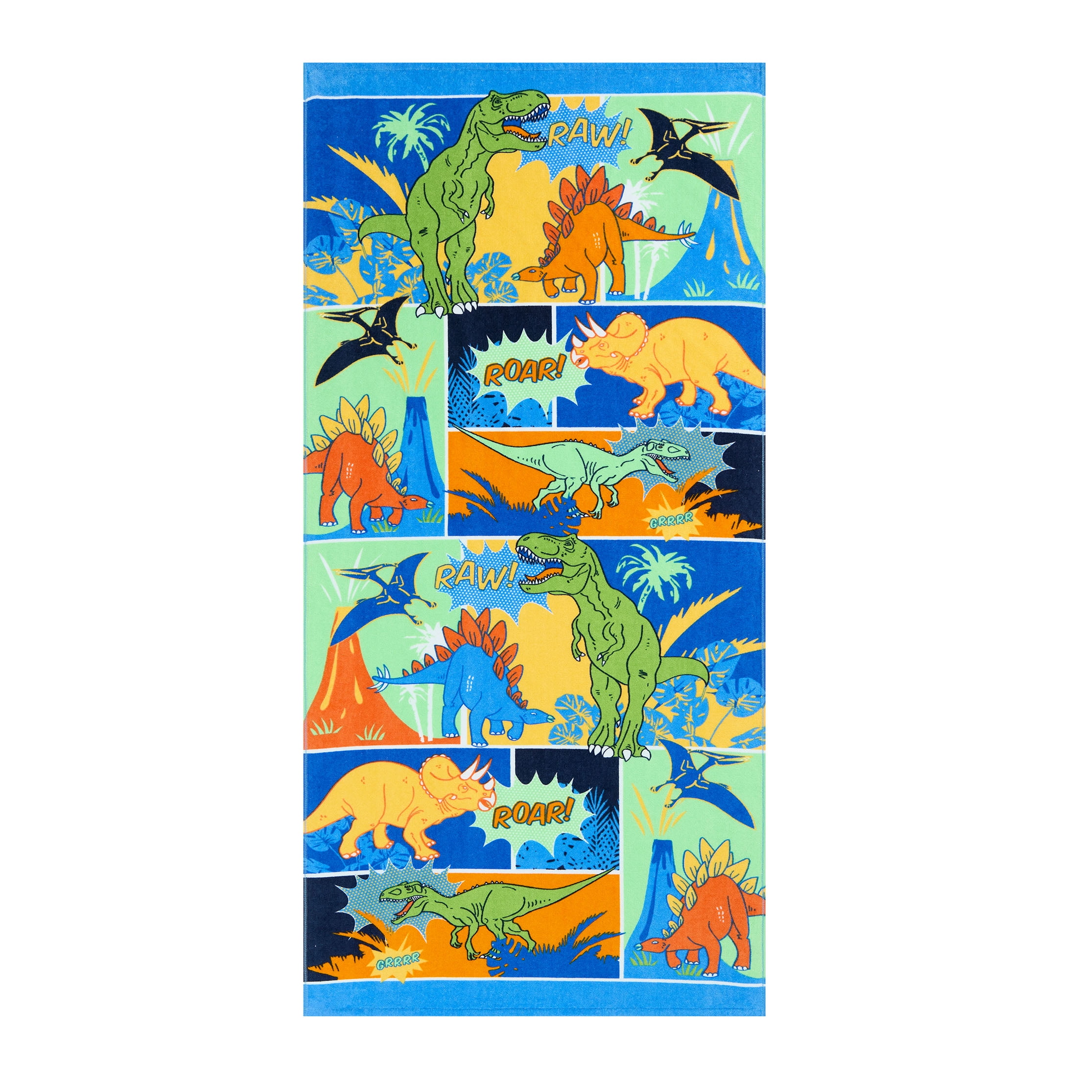 Mainstays Cotton Blend Multi-color Dinosaur Beach Towel, 28" x 60"