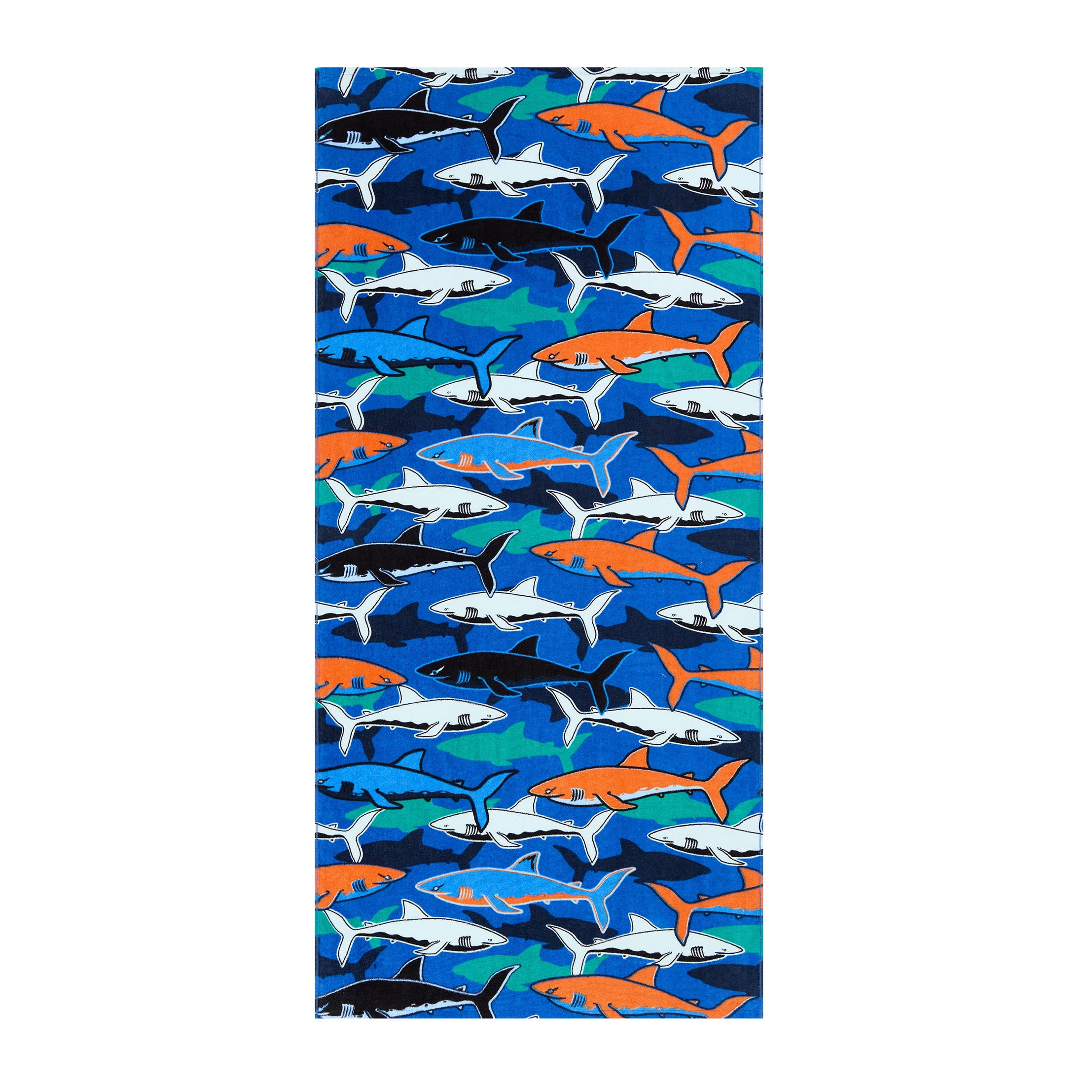 Mainstays Cotton Blend Multi-color Shark Camo Beach Towel, 28" x 60"