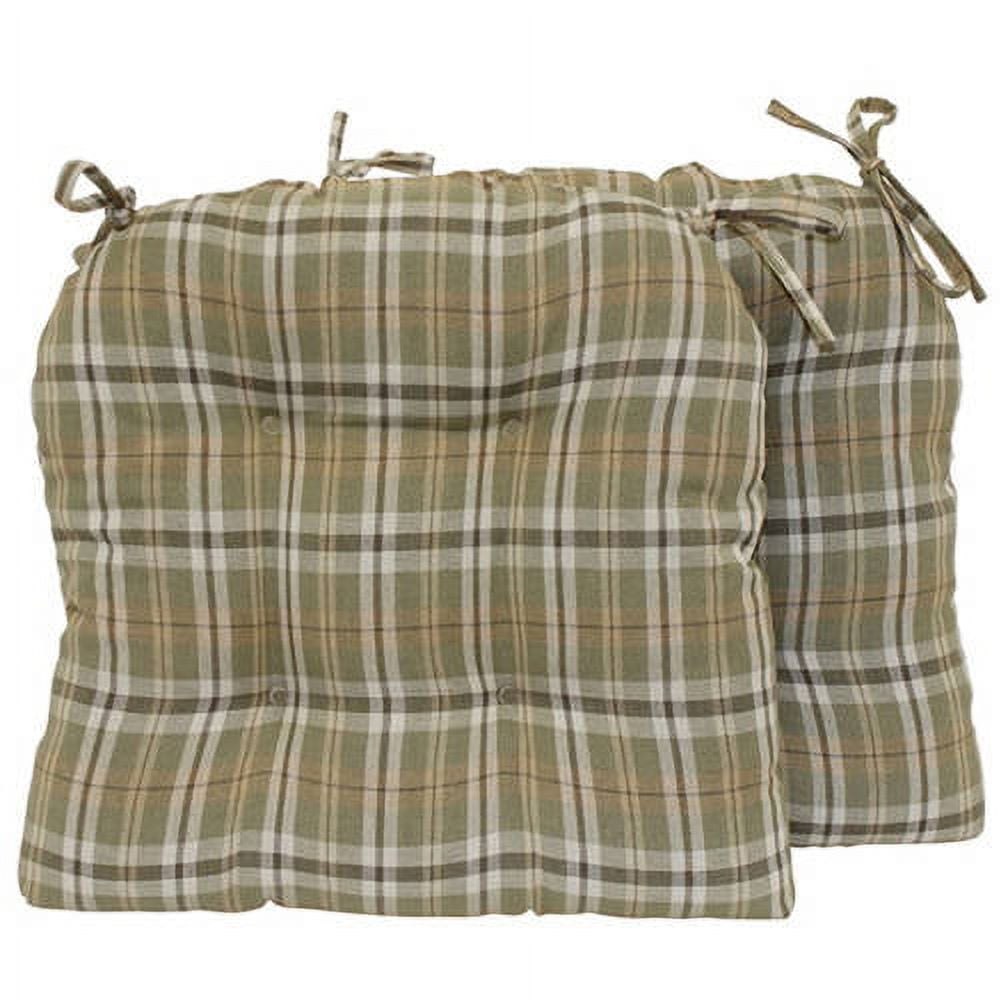 Mainstays Cotton Plaid Chair Pad W/ Ties