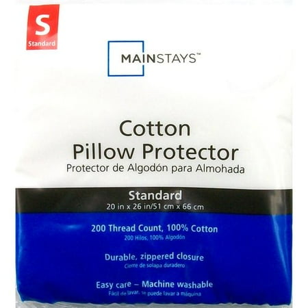 Mainstays Cotton White Pillow Protector With Zippered Closure And 200 Thread Count