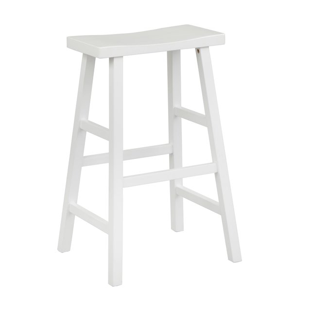 Mainstays Counter Height Saddle Bar Stool, 24", White