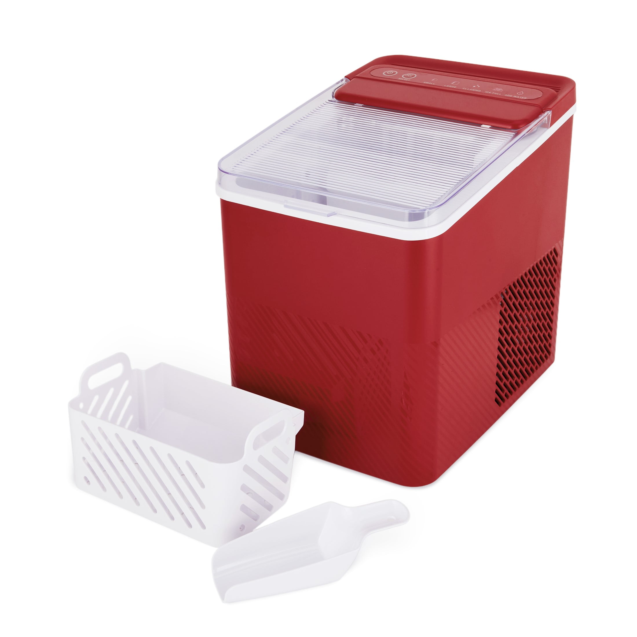 Mainstays Countertop Ice Maker, Red Sedona, 9 Bullet Cubes
