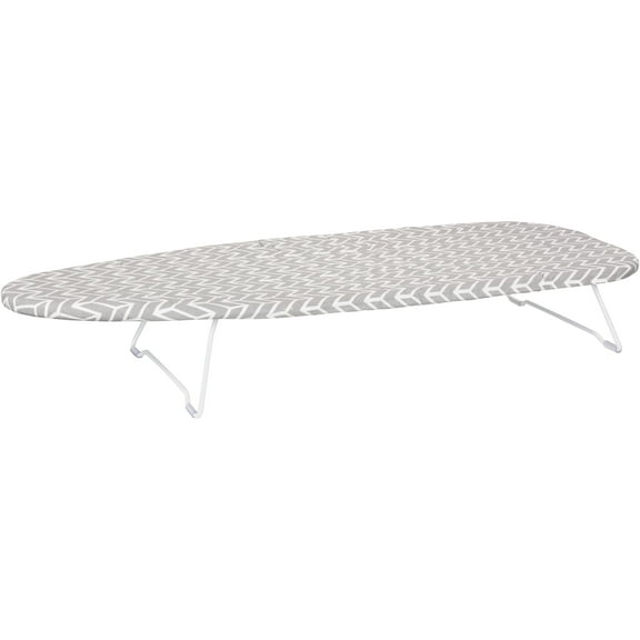 Mainstays Countertop Ironing Board – Compact 30.2" x 12", Thick Padded Cotton Cover, Non‑Slip Feet, Chevron Grey