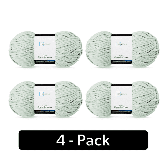 Mainstays Cozy Chenille, Bulky, 100% Polyester, Yarn, Sage, 220 yd, Pack of 4