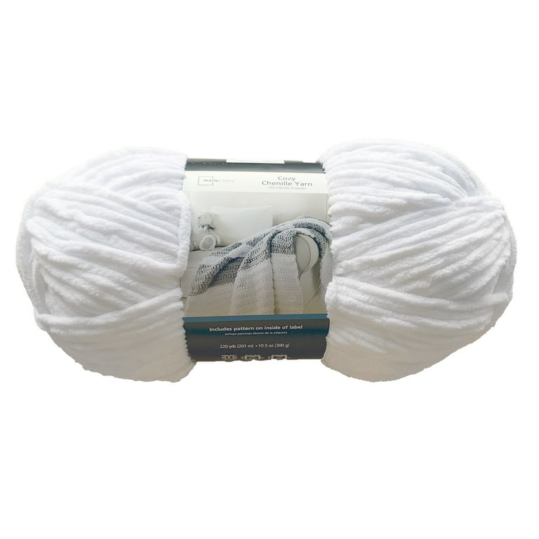 Mainstays Cozy Chenille Yarn, 220 yd, Arctic White, 100% Polyester