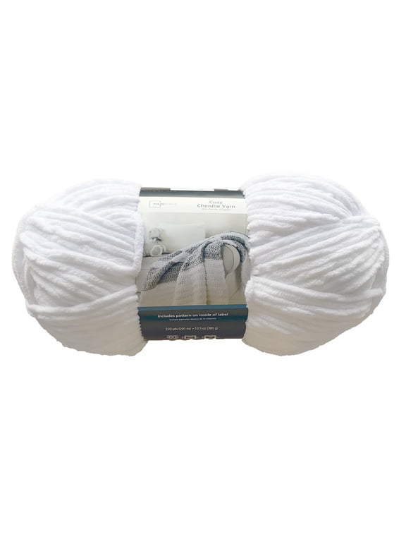 Cozy Chenille Yarn, 220 yd, Arctic White, 100% Polyester, Bulky