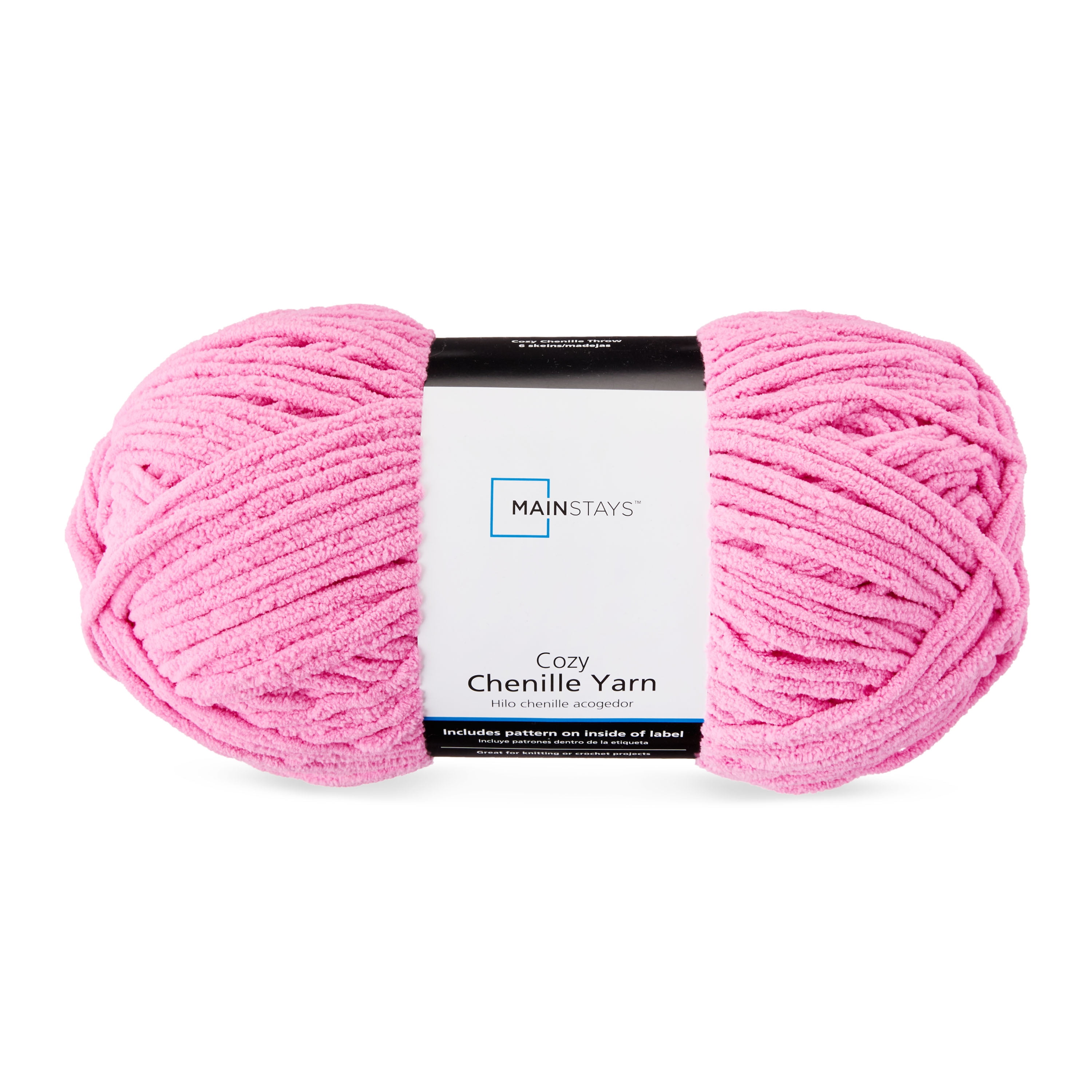 Mainstays Cozy Chenille Yarn, 220 yd, Aurora Pink, 100% Polyester, Bulky