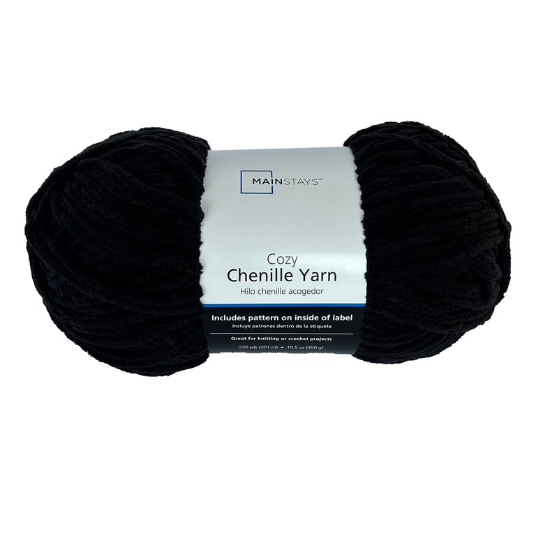 Mainstays Cozy Chenille Yarn Black 220 yd Super Bulky 100