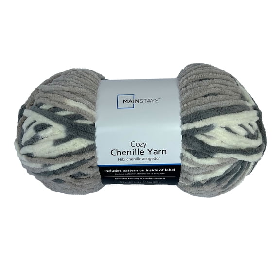 Mainstays Cozy Chenille Yarn, 220 yd, Multi Neutral, 100% Polyester, Super Bulky