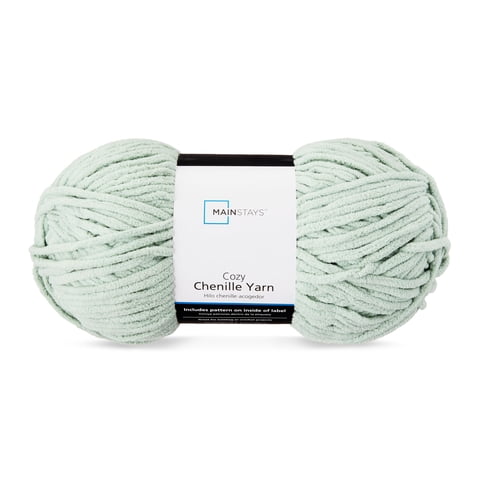 Mainstays Cozy Chenille Yarn, 220 yd, Sage, 100% Polyester, Bulky