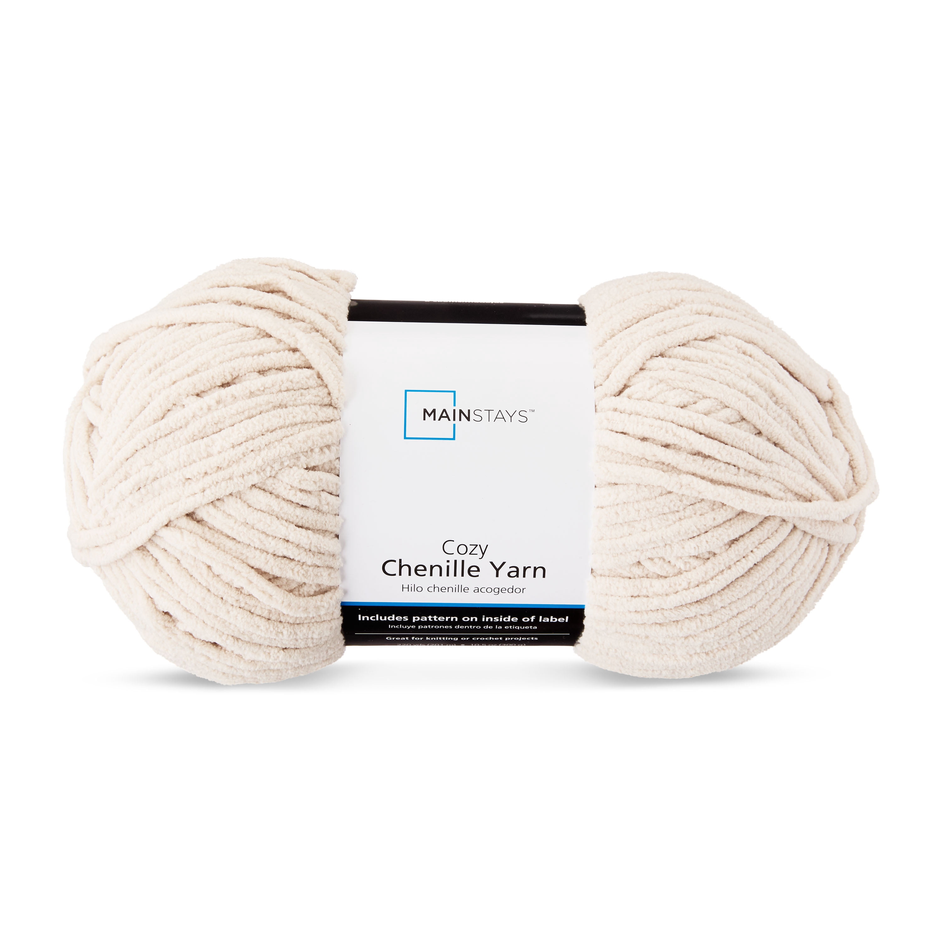 Mainstays Cozy Chenille Yarn, 220 yd, Stone, 100% Polyester, Bulky