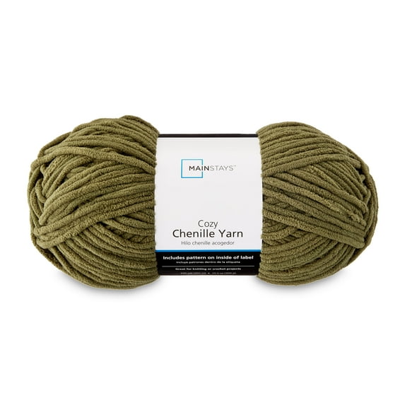 Mainstays Cozy Chenille Yarn, 220 yd, Winter Moss, 100% Polyester, Bulky