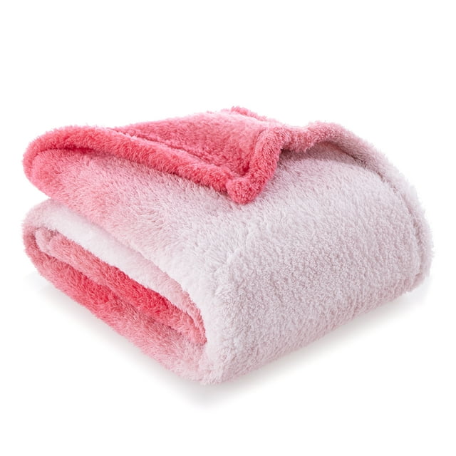 Mainstays Cozy Plush Pink Ombre Throw Blanket, Standard Throw