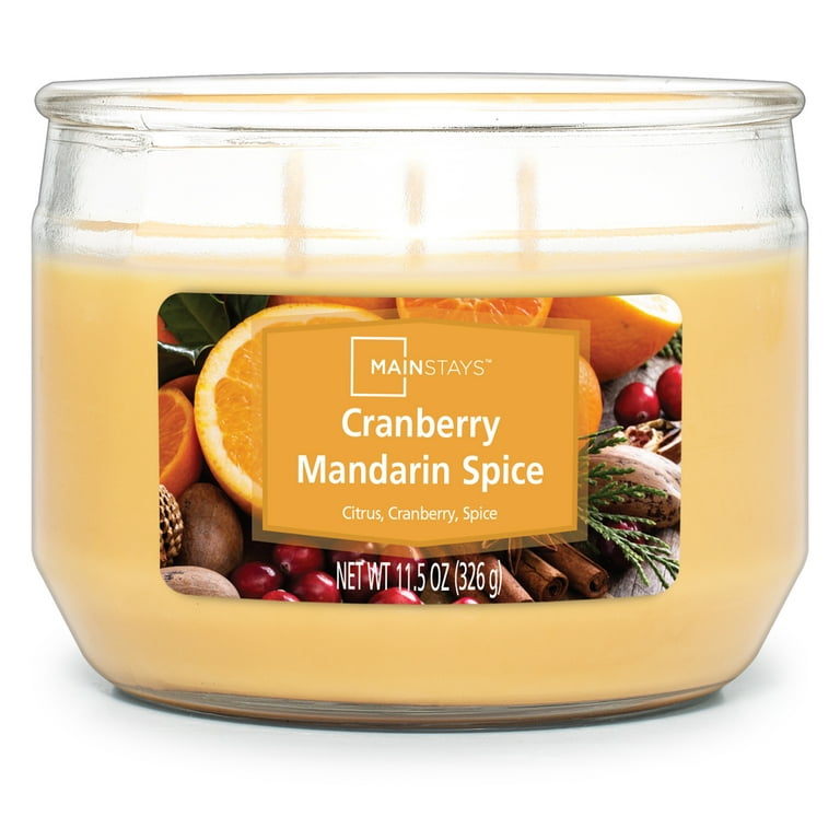 クリーミー　マダラ＆ハシラマ Mainstays Cranberry Mandarin Spice 3 Wick Candle, 11.5 oz, scented