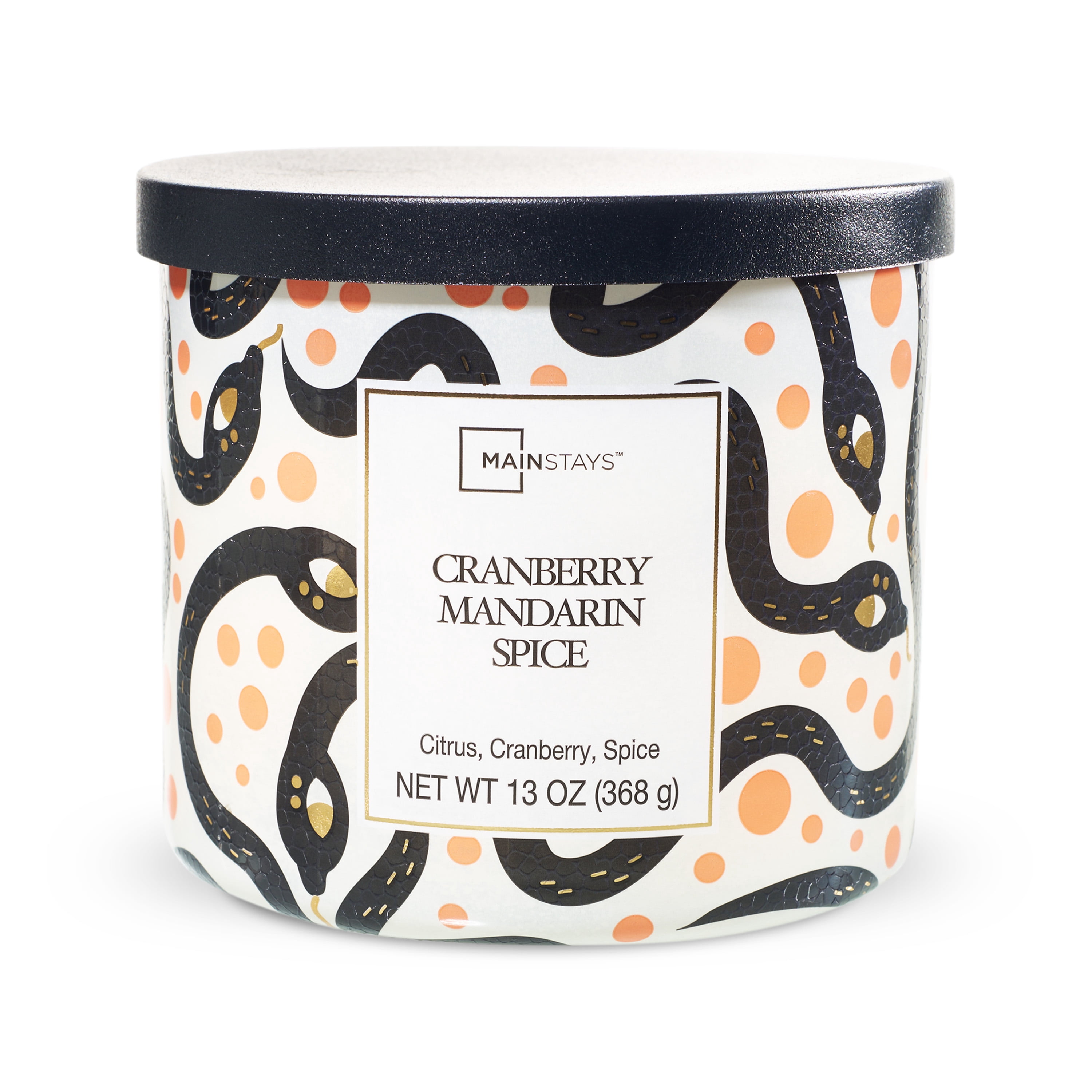 Mainstays 3-Wick Cranberry Mandarin Spice Scented Candle with Halloween Wrap, 13 oz