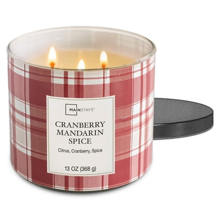 Mainstays Cranberry Mandarin Spice Scented 3-Wick Candle, 13 oz.