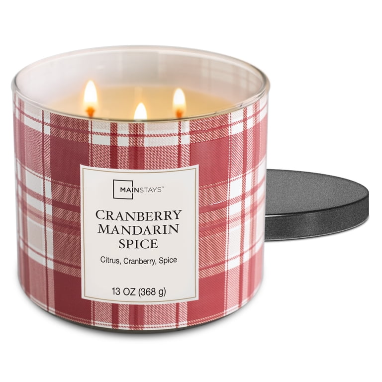 マドカリンダル　SCENTED CANDLE Mainstays Cranberry Mandarin Spice Scented 3-Wick Candle, 13 oz