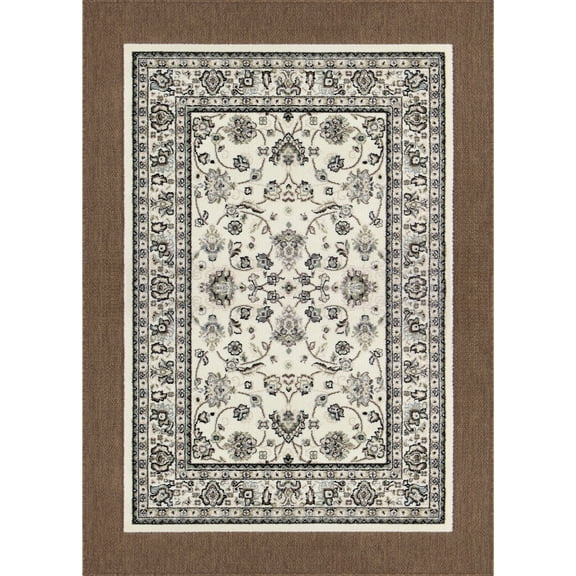 Mainstays Cream Kashan Persian, Faux Layered, Indoor Area Rug, 5' x 7'