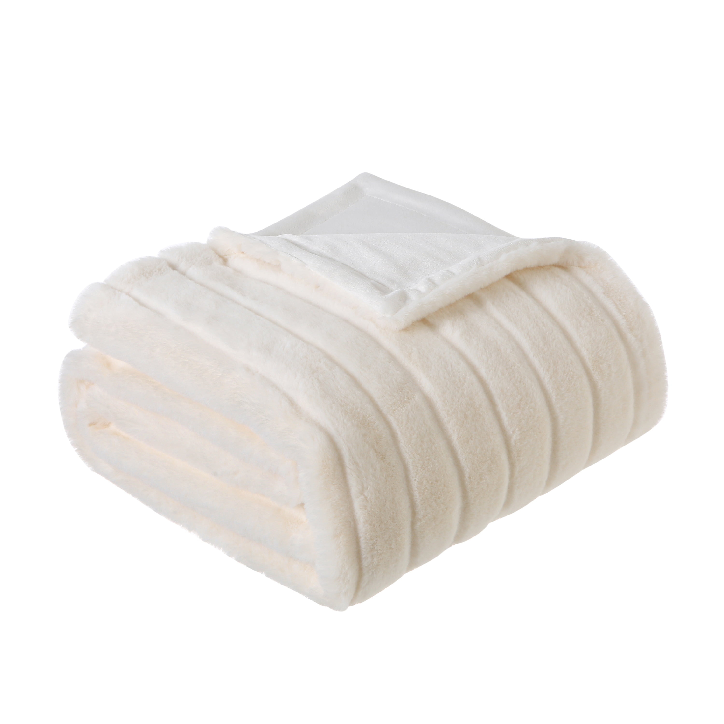 Mainstays Cream Stripe Faux Fur Throw 50 x 60 Adult Teen