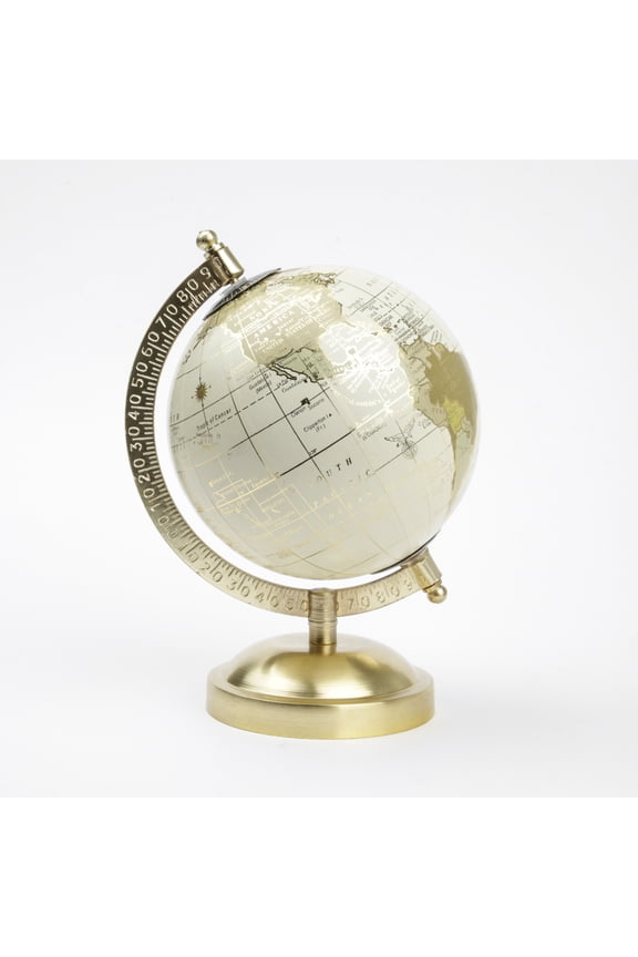 Cream and Gold 5.75" x 8" x 5" Tabletop Decorative Globe