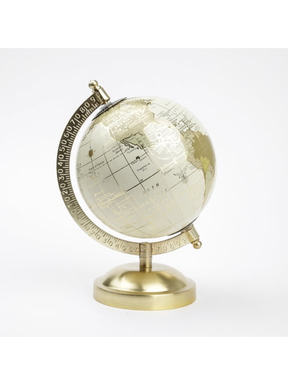 Cream and Gold 5.75" x 8" x 5" Tabletop Decorative Globe