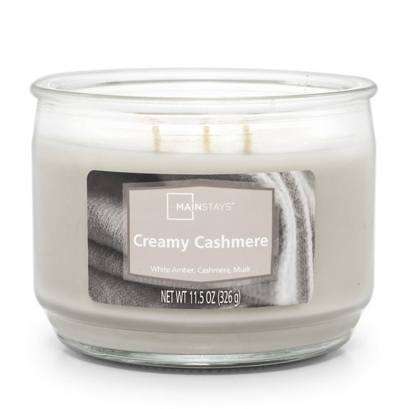 Mainstays Creamy Cashmere, Scented 3 Wick Candle, 11.5 oz.