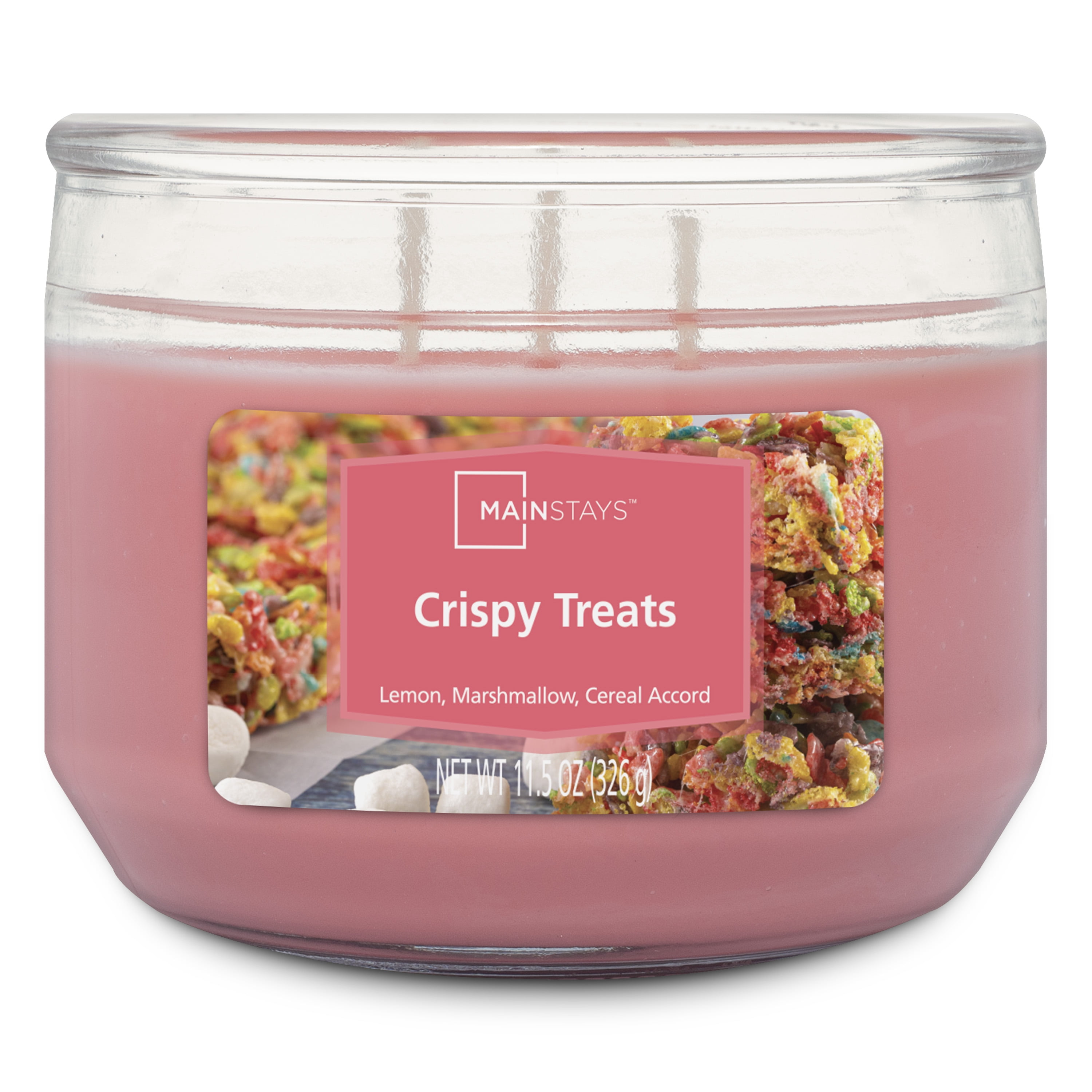 Mainstays 3-Wick Scented Glass Jar Candle, Crispy Treats, 11.5oz.