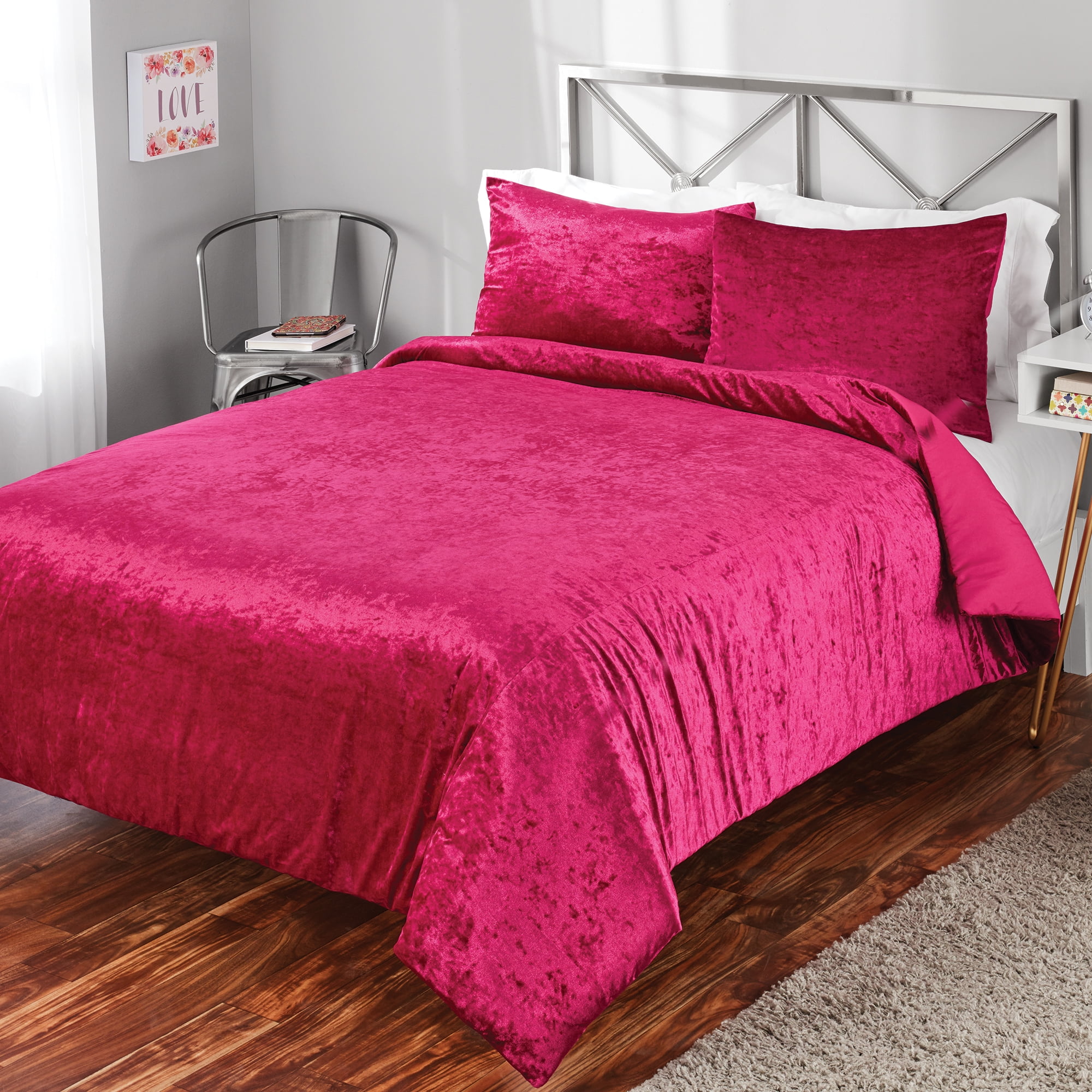 Mainstays Crushed Velvet Comforter Bedding Mini Sets