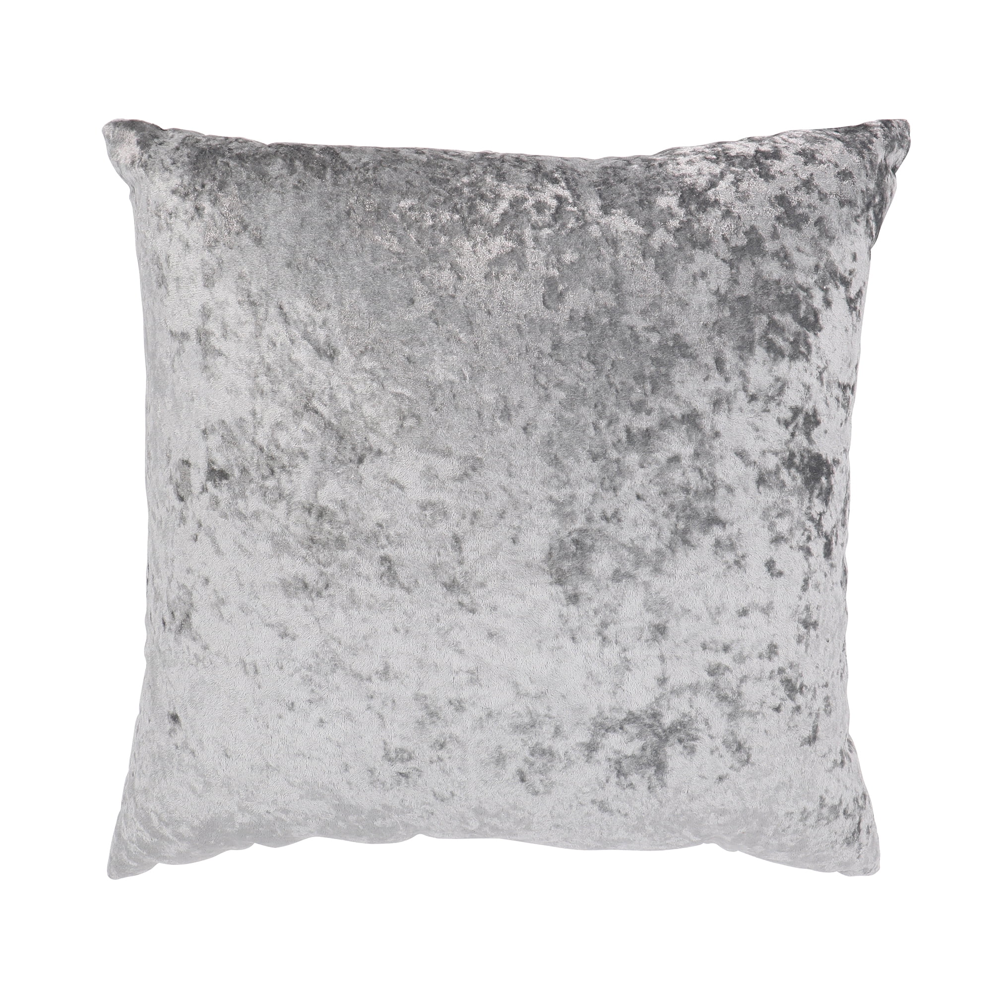 Mainstays Crushed Velvet Square Decorative Pillow, 18" x 18", Gray