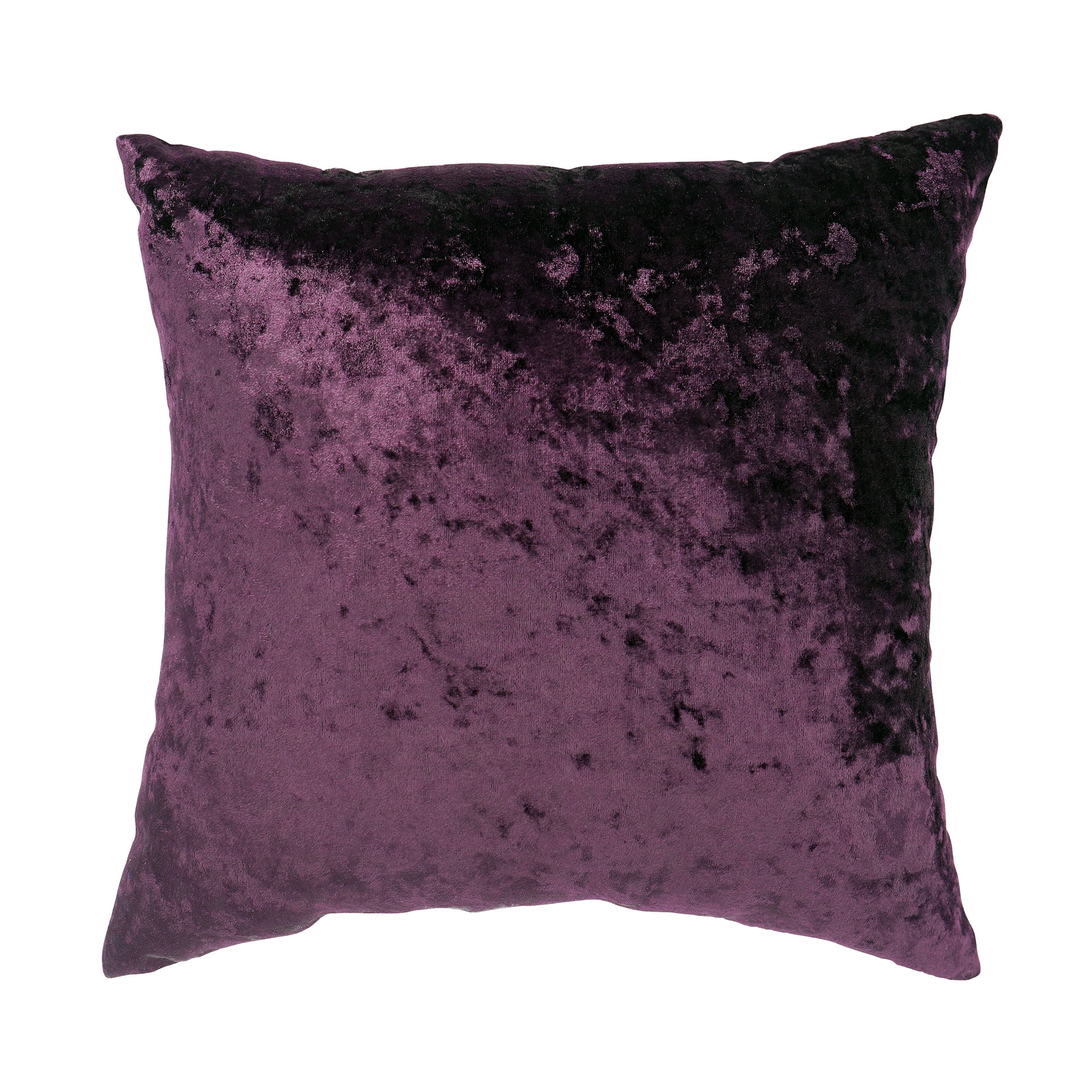 Mainstays Crushed Velvet Square Decorative Throw Pillow, 18 x 18, Plum