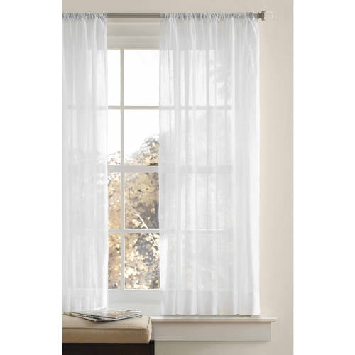 Mainstays Crushed Voile Sheer Curtain, Single Panel, Indoor, White, 51"W x 108" L, Adult