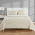 thumbnail image 1 of Mainstays King Quilt - Beige Taupe Velvet - Zig Zag Stripe, Reversible Bedding, 1 of 9