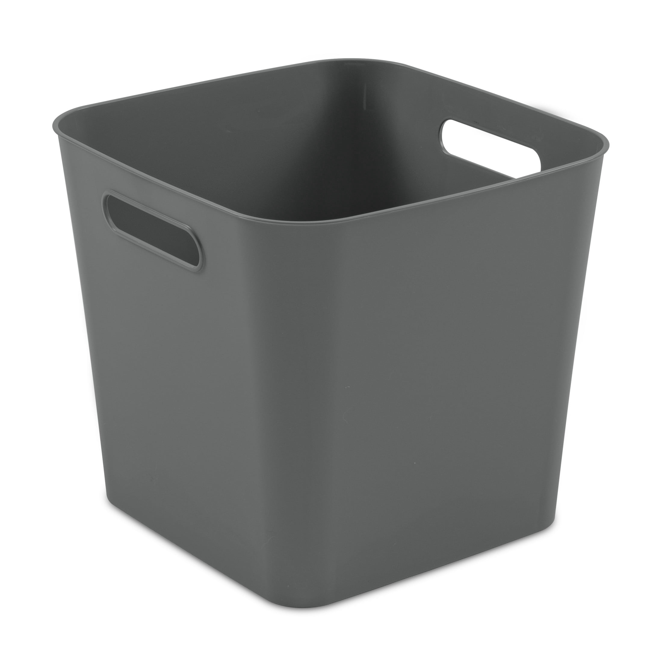 Mainstays Plastic Cube Bin with Handles, Gray Flannel, 1 Piece