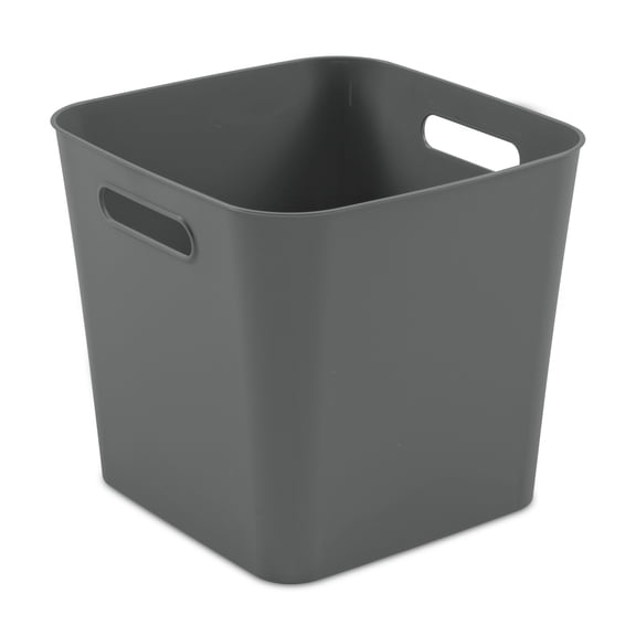 Mainstays Cube Bin, Open Plastic Storage Containers, Versatile Stylish Organizers with Handles, Gray Flannel