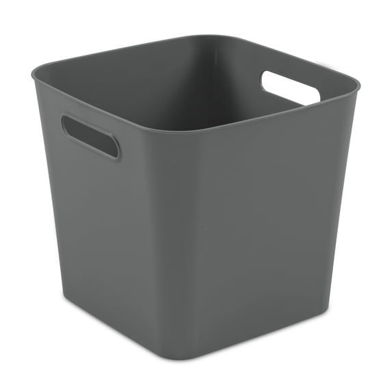 Mainstays Cube Bin, Open Plastic Storage Containers, Versatile Stylish Organizers with Handles, Gray Flannel