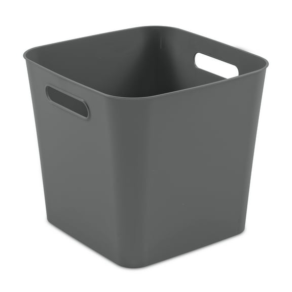 Mainstays Cube Gray Plastic Storage Bin, 11 in x 10 in