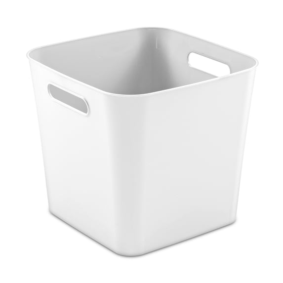 Mainstays Cube Bin Open Plastic Storage Container with Handles, White