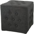 thumbnail image 1 of Mainstays Cube Solid Print Tufted Linen Pouf, Black, 1 of 4
