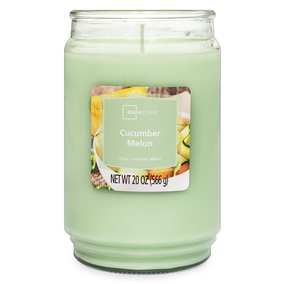 Mainstays Cucumber Melon Scented 1-Wick Glass Jar Candle, 20 oz
