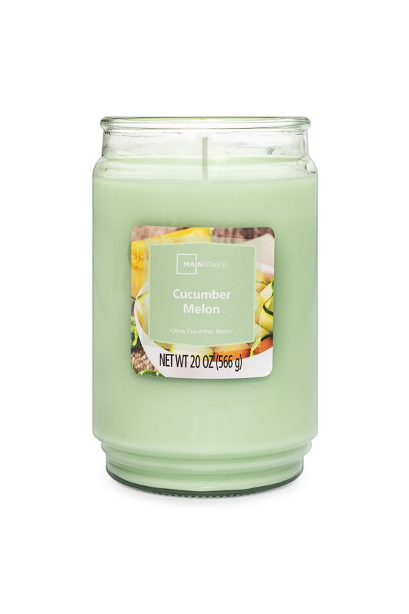 Cucumber Melon Scented 1-Wick Glass Jar Candle, 20 oz