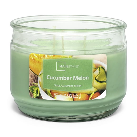 Mainstays Cucumber Melon Scented 3-Wick Glass Jar Candle, 11.5 oz