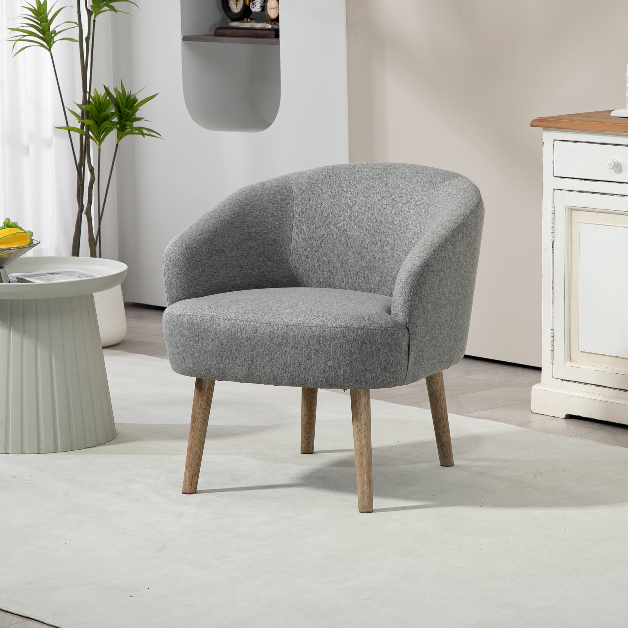 Mainstays Curved Textured Accent Chair, Smoky Gray